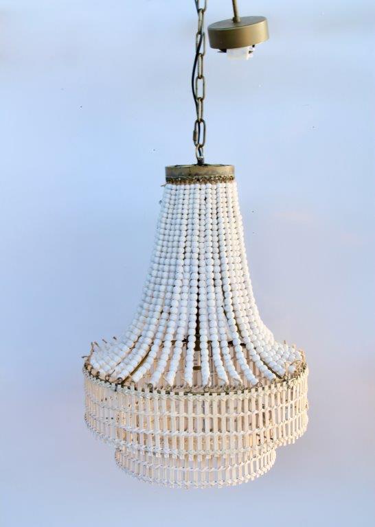Hanging Off White Beaded Chandelier